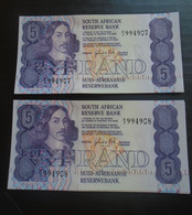 SOUTH AFRICA , P 119cr, 5 Rand, Nd 1990, UNC Neuf, 2 Notes Replacement - Afrique Du Sud