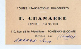VP20.244 - CDV - Carte De Visite - F. CHAMARRE Expert - Foncier FONTENAY - LE - COMTE - Cartoncini Da Visita