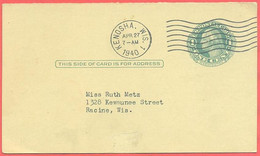 United States 1940. Postcard With Printed Stamp Passed Through The Mail. - 1921-40