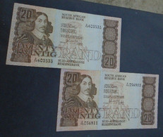 SOUTH AFRICA , P 121cr, 20 Rand, Nd 1990, EF + AU , 2 Notes , REPLACEMENT, 66% Discount - Suráfrica