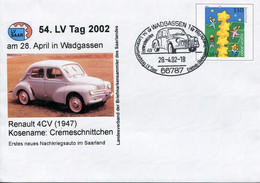 Germany Deutschland Postal Stationery - Cover - EUROPA CEPT 2000 - Renault 4CV Car - Enveloppes Privées - Oblitérées