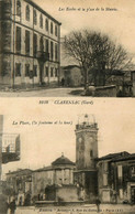 Clarensac * Souvenir * Cpa 2 Vues * école Et Place De La Mairie - Andere & Zonder Classificatie