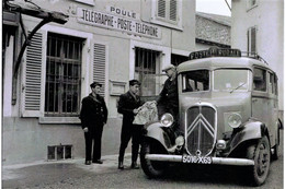 Citroen Autobus-poste Rurale Aux Bureau De Poste De Poule (Rhone) En 1950   -  15x10cms PHOTO - Buses & Coaches