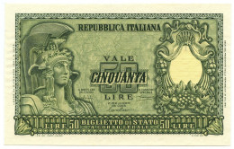 50 LIRE BIGLIETTO DI STATO ITALIA ELMATA BOLAFFI 31/12/1951 FDS - Otros & Sin Clasificación