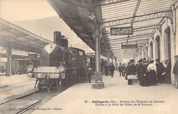 CPA FRANCE 01 "Bellegarde, Arrivée De L'Express De Genève" / TRAIN - Bellegarde-sur-Valserine