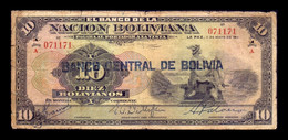 Bolivia 10 Bolivianos 1911 (1929) Pick 114a (1) Serie A RC/BC P/F - Bolivia