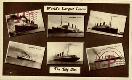 Real Photo Multiview Postcard THE BIG SIX WORLD'S LARGEST LINERS AQUITANIA LEVIATHAN BERENGARIA OLYMPIC MAURETANIA MAJES - Steamers