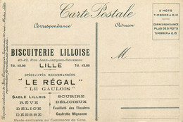 Lille * Publicité Biscuiterie Lilloise LE REGAL Le Gaulois 40/42 Rue Jean Jacques Rousseau * Commerce * Sur CPA Souvenir - Lille