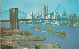 AC608 New York City - Brooklyn Bridge - East River And Lower Manhattan Skyline / Viaggiata 1975 - Puentes Y Túneles