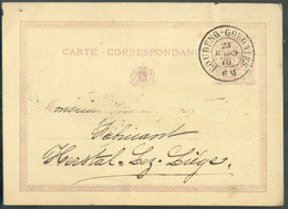 E.P. Carte 5 Centimes Lilas Sur Crème Obl. Dc HOUDENG-GOEGNIES 23 Mars 1876 Vers Herstal - 19731 - Postkarten 1871-1909