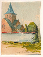 ST.MARTENS LATEM - KLEINE AQUAREL   15 X 11 CM - Sint-Martens-Latem