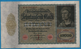 DEUTSCHES REICH 10.000 MARK 19.01.1922 LETTER J # C9798845 P# 70 - 10.000 Mark