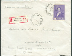 N°502 - 2Fr50 CROIX-ROUGE Reine Astrid Obl. Sc DOLHAIN-LIMBOURG Sur Lettre Recommandée Du 3-4-1939 Vers Verviers - 19746 - Lettres & Documents