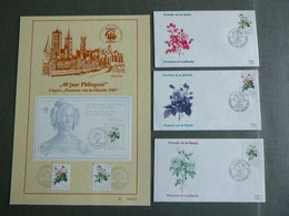 BELG.1989 2318 2319 & 2320 FDC's & Filatelic Card  : " PROMOTIE VAN DE FILATELIE/PROMOTION DE LA PHILATELIE ROSES-ROZEN - 1981-90