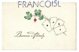 Cartes à Jouer. As De Pique, Trèfle, Cœur, Carreau, Branche De Trèfle Et Sceau:" Bonne Année" - Cartes à Jouer