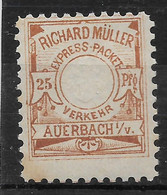 Privatpost Auerbach, Schöner  Wert Der Express-Packet-Verkehr-Gesellschaft  Müller Von 1887 - Sello Particular