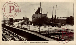 Liverpool, A LINER IN GLADSTONE DOCK AQUITANIA CUNARD LINE Lancashire - Steamers