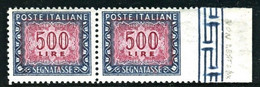 REPUBBLICA 1955 SEGNATASSE STELLE 500 LIRE COPPIA  N. D A DESTRA ** MNH - Taxe