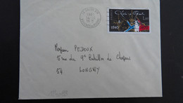 LETTRE TP CHARLES DE GAULLE 1,40 OBL.MEC. VARIETE 14-10 1981 13 SALON AIR BOUCHES DU RHONE - Military Airmail