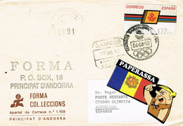 ANDORRA ENVELOPPE OLIMPIC 92 BARCELONA  RARE - Cartas