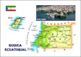 Equatorial Guinea Country Map New Postcard * Carte Geographique * Landkarte - Equatorial Guinea