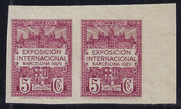 ESPAÑA/BARCELONA 1929/31 - Edifil #2s - MNH ** - Variedad: Pareja Sin Dentar Con Doble Numeracion Diagonal Al Reverso - Barcelona