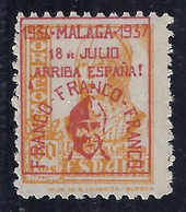 ESPAÑA/MALAGA 1937 - Edifil #46hcc - MLH * - Variedad: Cambio De Color En La Sobrecarga - Emissioni Nazionaliste