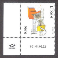 Children’s Stamp – Cat Send A Postcard 2022 Estonia MNH Corner Stamp  Mi 1049 - Estonie
