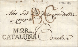 D.P. 5. 1821 (13 MAR). Carta De Mora De Ebro A Barcelona. Marca Nº 3N. Lujo. - ...-1850 Prefilatelia