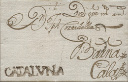 D.P. 5. 1790 (25 JUN). Carta De Ulldecona A Calaf. Marca Nº 1N En Tinta De Escribir, Variante Por Ausencia De Cruz. Muy - ...-1850 Prefilatelia