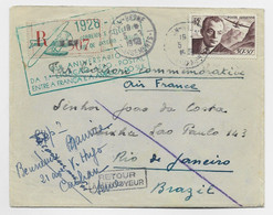 FRANCE PA 50FR ST EXUPERY SEUL LETTRE REC  AVION LYON RHONE 5.3.1948 POUR BRESIL - 1927-1959 Cartas