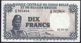 10 Francs 1.2.1958. I. Pick 30b. - Ohne Zuordnung