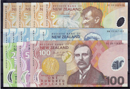 12 Scheine Zu 4 X 5, 5 X 10, 20, 50 U. 100 Dollars O.D. (1992-2013). I Bis I- Pick 185a.b., 186a.c., 187a, 188a, 189a. - New Zealand