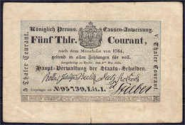 5 Thaler Courant 6.5.1824. Haupt-Verwaltung Der Staats-Schulden, KN. 5-stellig, Lit. I. (nicht Im Kranz Gelistet) III- B - …-1871: Altdeutschland