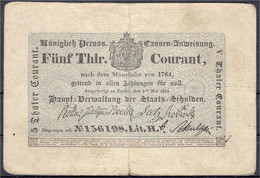 5 Thaler Courant 6.5.1824. Haupt-Verwaltung Der Staats-Schulden, KN. 6-stellig, Lit. H. IV, Sehr Selten. Pick S397. Grab - …-1871: Altdeutschland