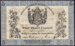 5 Thaler Courant 15.12.1856. Berlin, Königl. Preussische Kassen-Anweisung, Serie VI, Lit. B. III- Bis IV+, Sehr Selten.  - …-1871: Altdeutschland