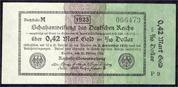 0,42 Mark Gold 26.10.1923. KN 6-stellig, Serie P 9. II+ Rosenberg 142a. Pick 152. Grabowski. WBN-12a. - Autres & Non Classés