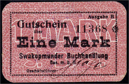 Swakopmunder Buchhandlung: 1 Mark Gutschein O.D. (1916). KN 5-stellig Mit Stern. Rs. „Rundstempel“. II-, Unten Rechts Et - Autres & Non Classés