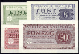 4 Verrechnungsscheine Zu 1, 5, 10 U. 50 Reichsmark 15.9.1944. I- Bis II+ Rosenberg 511, 512, 513, 514. - Autres & Non Classés
