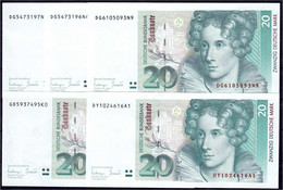 5 X 20 Deutsche Mark 1.10.1993. Serien GD/K, 3 X DG/N (1 X Fortlaufende KN) U. DY/A. I Bis I- Und Einmal II+ Rosenberg 3 - Autres & Non Classés