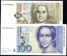 50 U. 100 Deutsche Mark 2.1.1996. Serien DY/L U. GZ/G. 100 Deutsche Mark Ohne Querstrich-Blindprägung. II U. II+ Rosenbe - Autres & Non Classés