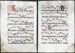 Very Rare Large Elephant Folio Vellum Sheet. Out Of An Antiphonary Manuscript From The 15th Century. / Seltene - Teatro & Sceneggiatura