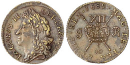 Gunmoney Shilling (large Size) 1689, Jo. Gutes Sehr Schön. Spink.. 6581. - Ireland