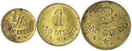 3 Messingmarken Krauss Schroeder YGA San Diego (bei Medellin) Um 1900. 1/4, 1 Und 3 (Centavos). Vorzüglich, Etwas Flecki - Colombia