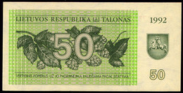 LITHUANIA 50 TALONAS 1992 Pick 41 Unc - Lithuania