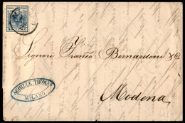 Lombardo Veneto - 45 Cent (22) Carta A Macchina - Lettera D'archivio Da Milano A Modena Del 25.2.56 (400+) - Autres & Non Classés