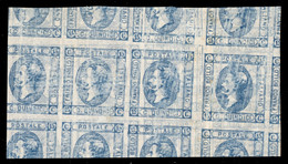 Vittorio Emanuele II - 1863 - Resto Di Stampa - 15 Cent Litografico (12/12 Celeste - Varietà) - Blocco Di 8 Con Doppia C - Autres & Non Classés
