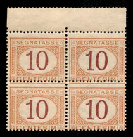 Segnatasse - 1890 - 10 Cent (21 Varietà La) - Quartina Bordo Foglio Con Dentellatura Orizzontale Spostata In Alto - Gomm - Other & Unclassified