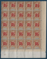 Colonies Type Groupe Gabon Bloc De 25 N°71/71Aa**/* 3 Variétés 0 & 5 Espacés Case 100,110 & 130 Rare Combinaison TTB - Unused Stamps