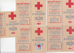 CROIX ROUGE. 5 CARTES D'ADHERENT. 1949/1951/1952/1953/1954 - Croce Rossa